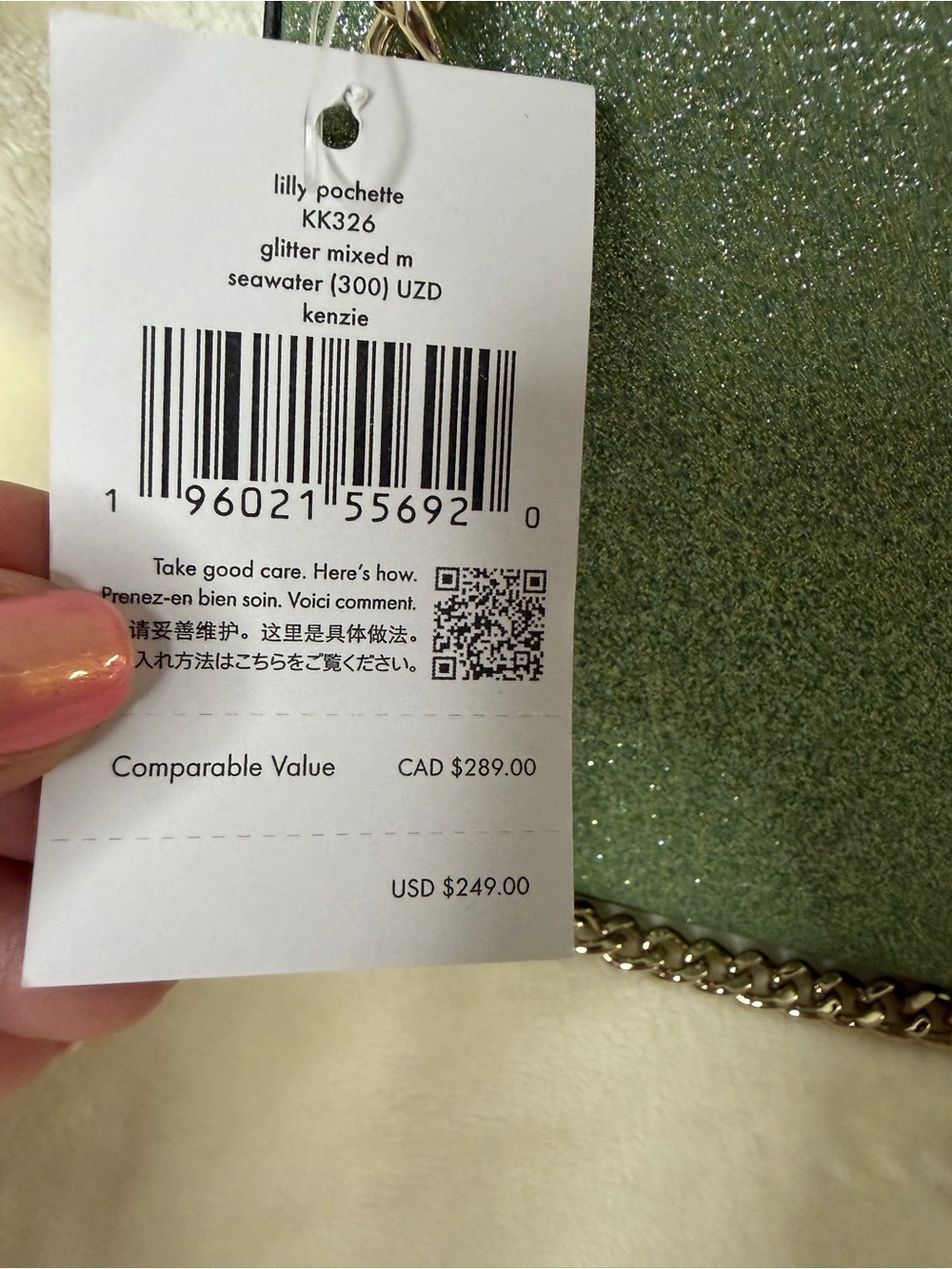 Kate Spade Kenzie Glitter Lilly Pochette in Seawater Green - Picture 2 of 5